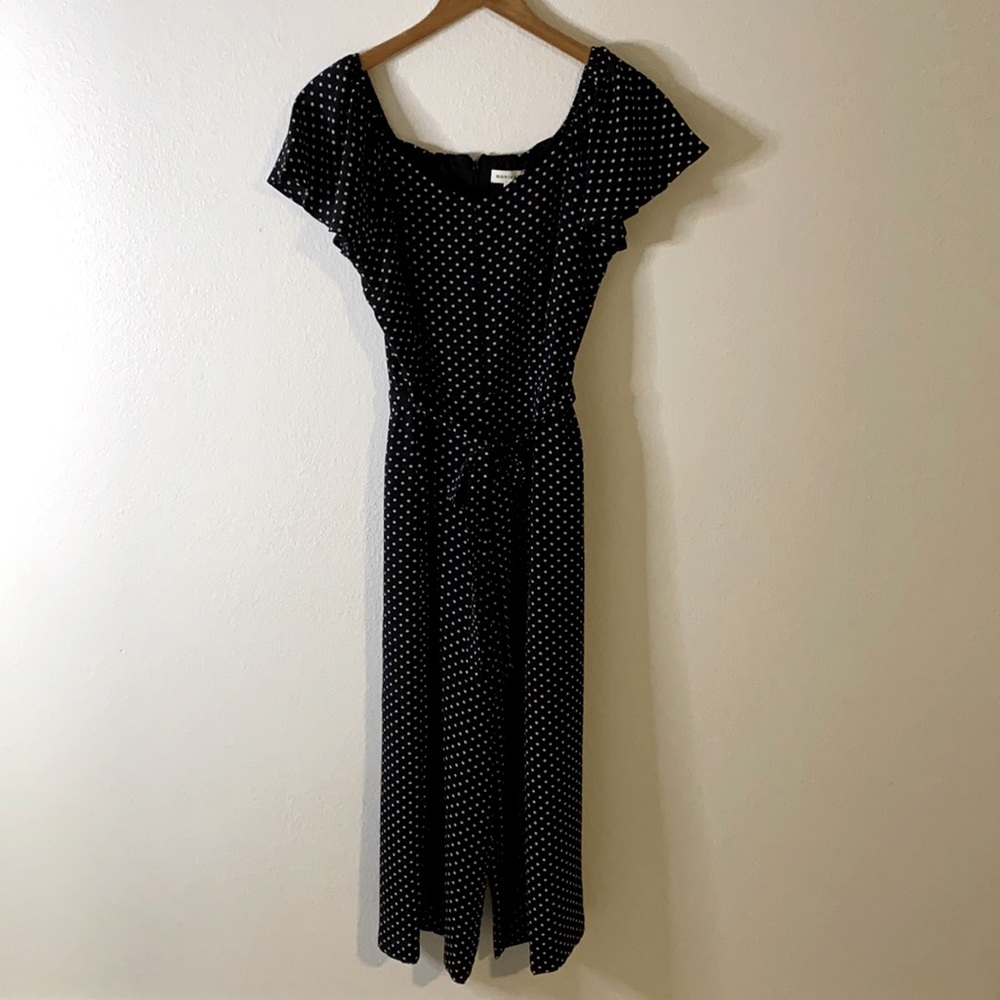 White and black polka romper